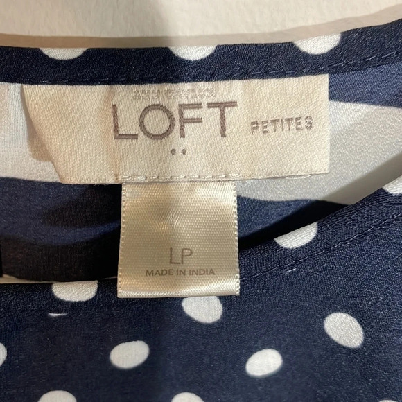 Loft Petites Navy and White Polka Dot Stripe Tank LP - Picture 4 of 14